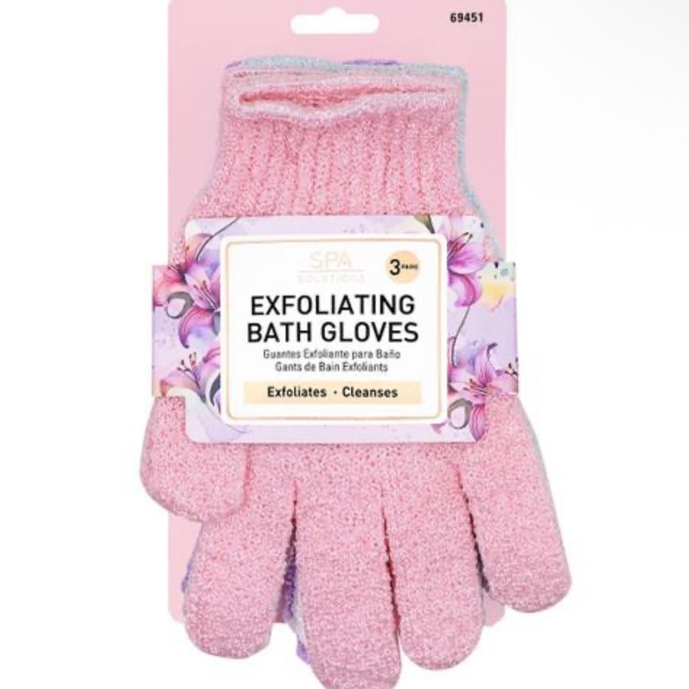 Pink Exfoliating Bath Gloves